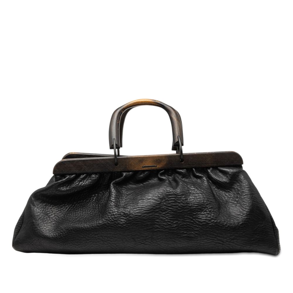 Pre-Loved Gucci Calfskin Wood Frame Handbag